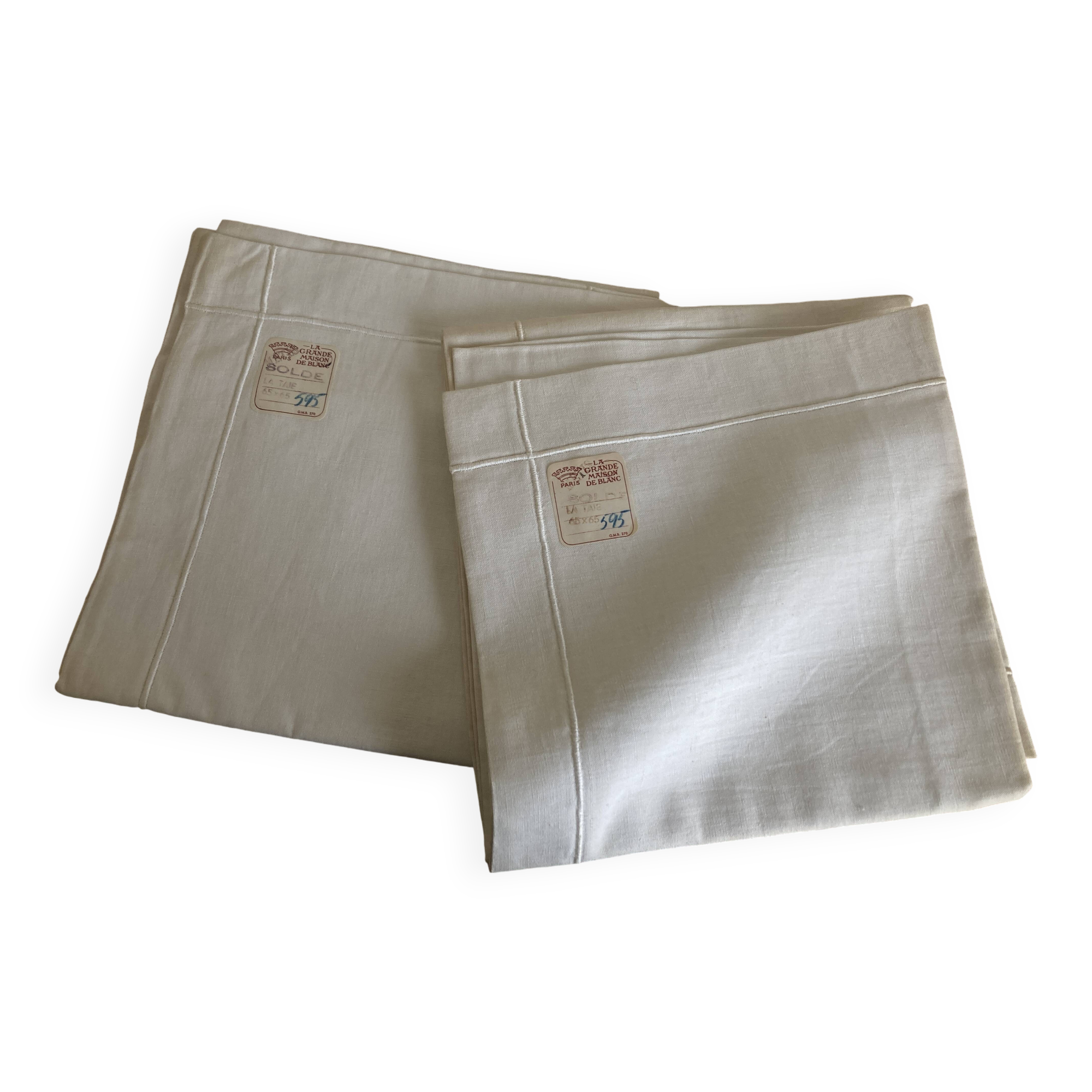 Pair of linen pillowcases 1960 old linen new