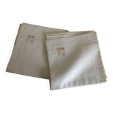 Paire de taies d'oreiller toile de lin 1960 linge ancien neuf