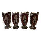 Set of 4 vintage lava stone mugs by Giulianelli.