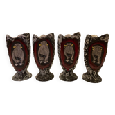 Set of 4 vintage lava stone mugs by Giulianelli.