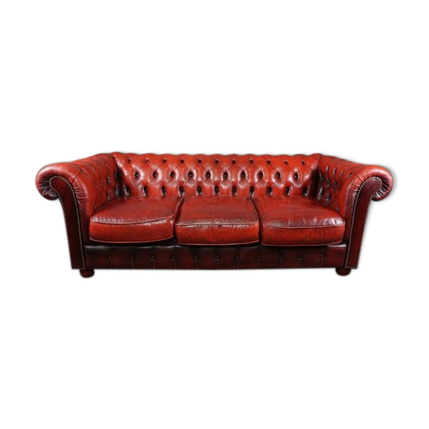 Chesterfield sofa 3 places in cowhide leather