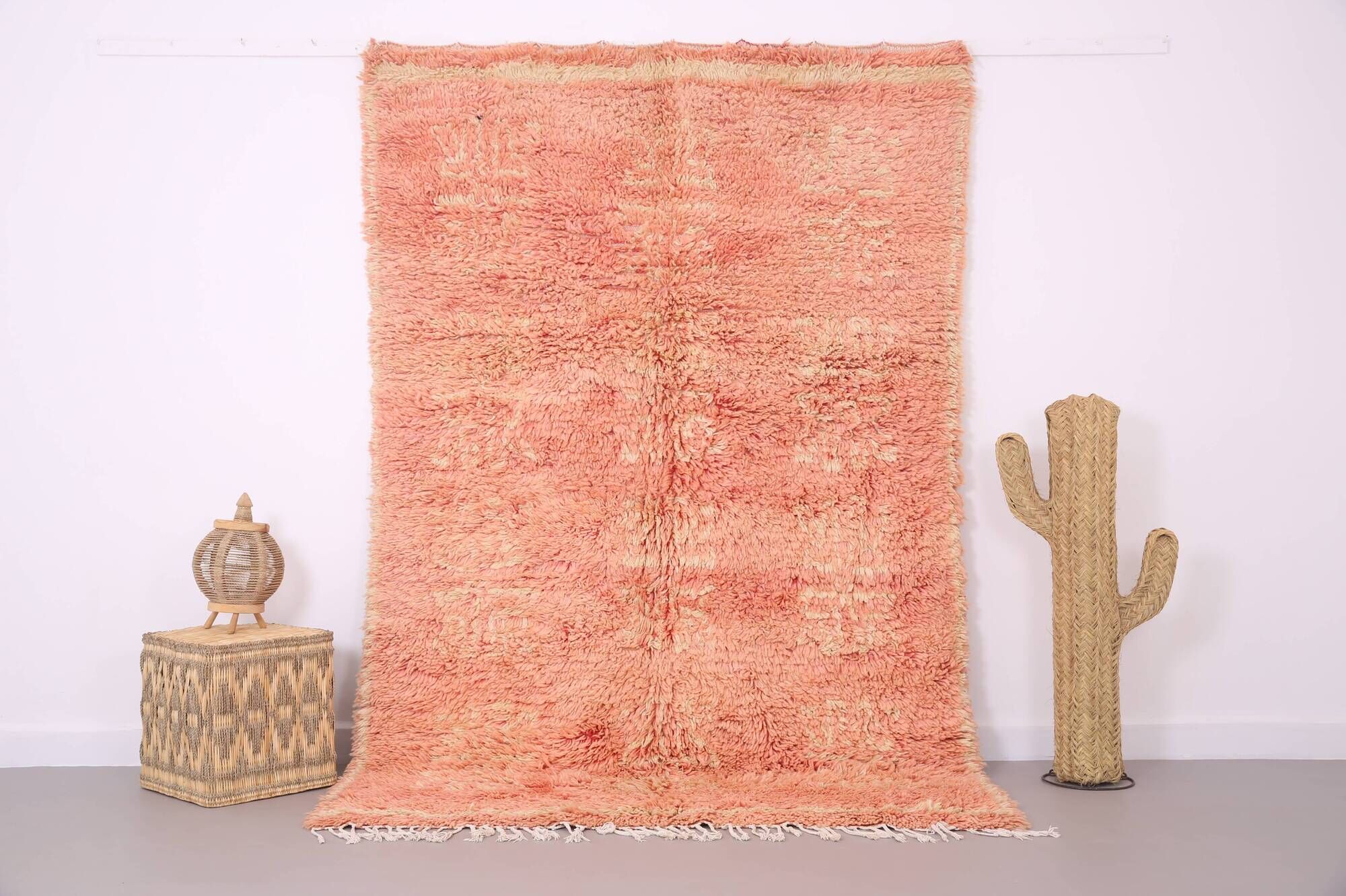 Peach Handmade Moroccan Rug 167 x 250 cm - Vintage Berber Rug - Wool Rug