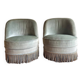 Fauteuils crapauds anciens bleu ciel