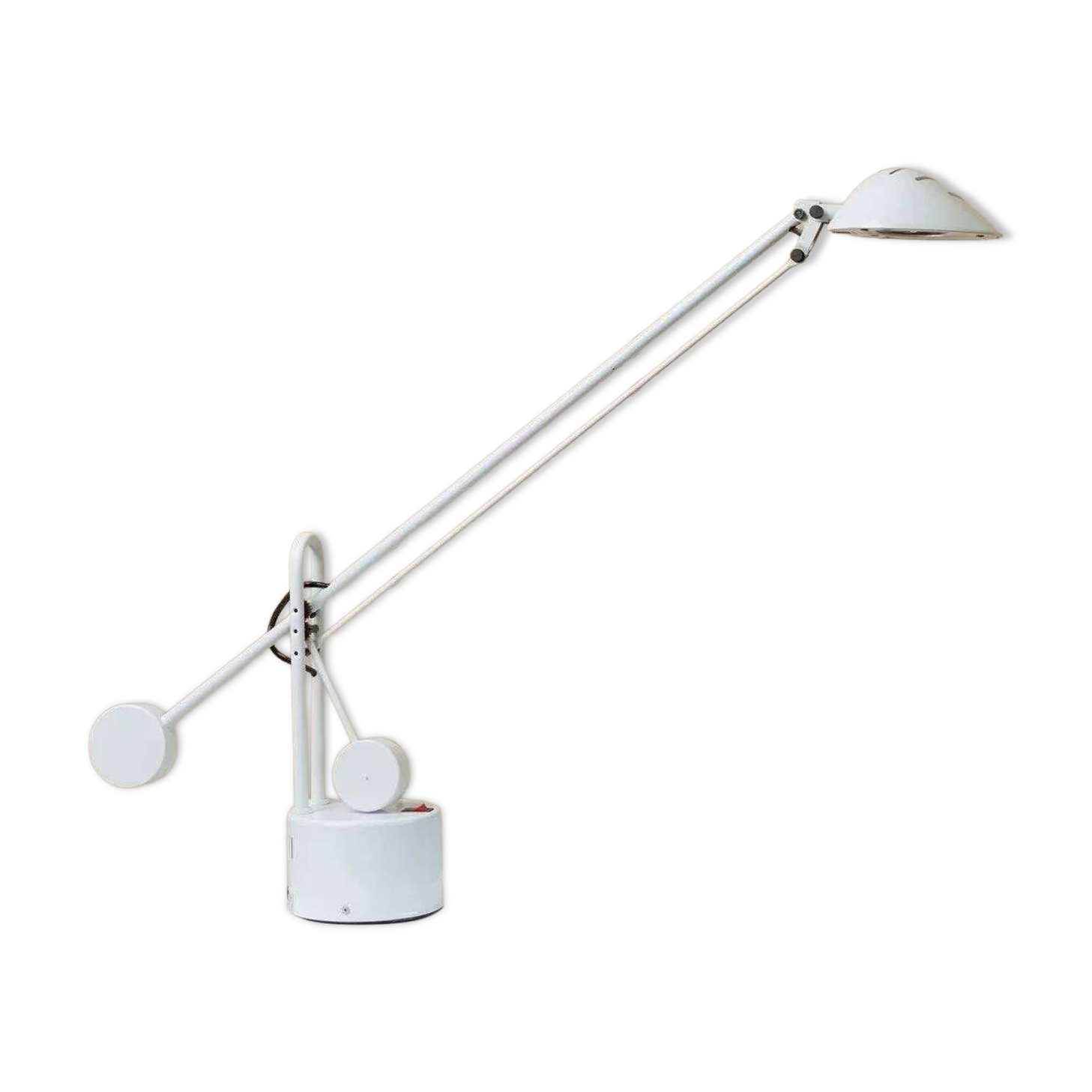 White Metal Stilplast Halo Balance Table Lamp from Italy - 1980s Postmodern Memphis Design