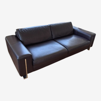 Roche Bobois sofa - chocolate leather - 3 places