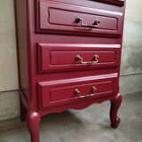 Vintage chiffonier restyled Bordeaux red