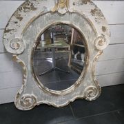 Miroir œil de boeuf en bois patiné