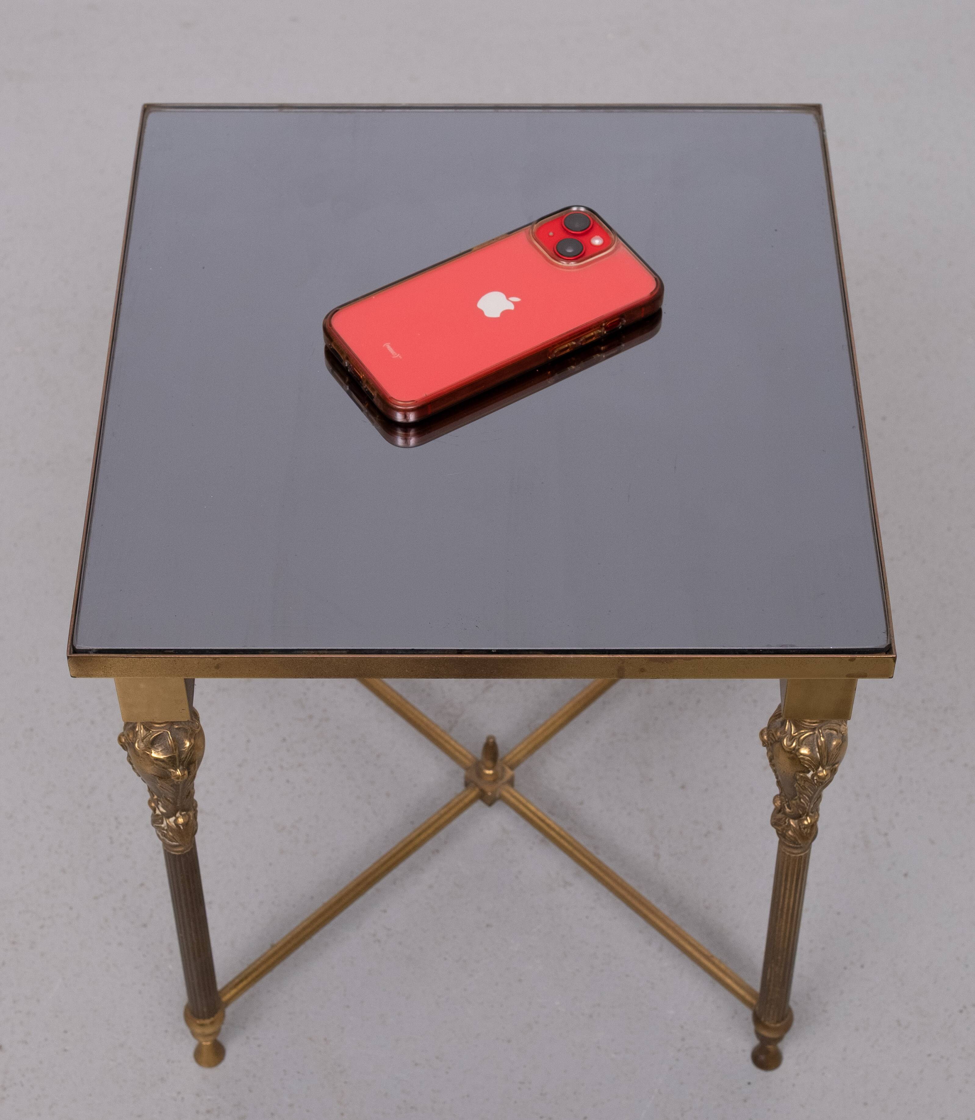 Hollywood Regency Brass side table Maison Jansen 1970s