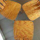 Set of 3 70s pine chalet style chairs