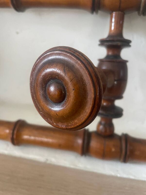 Porte-manteau 3 patères en bois tourné façon bambou, fin XIXème