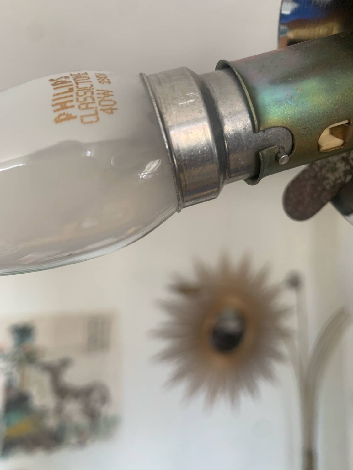 Sputnik metal & opaline chandelier