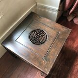 Ethnic table with glass top