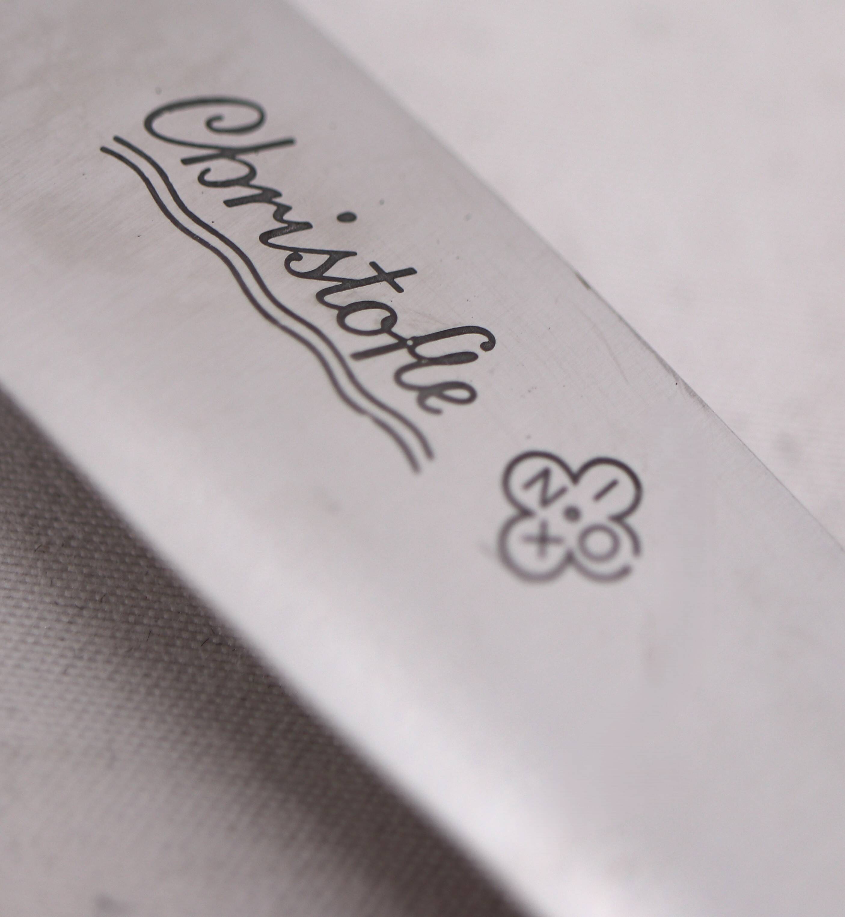 Christofle Rubans, 10 dessert knives, dessert, cheese, silver-plated metal.
