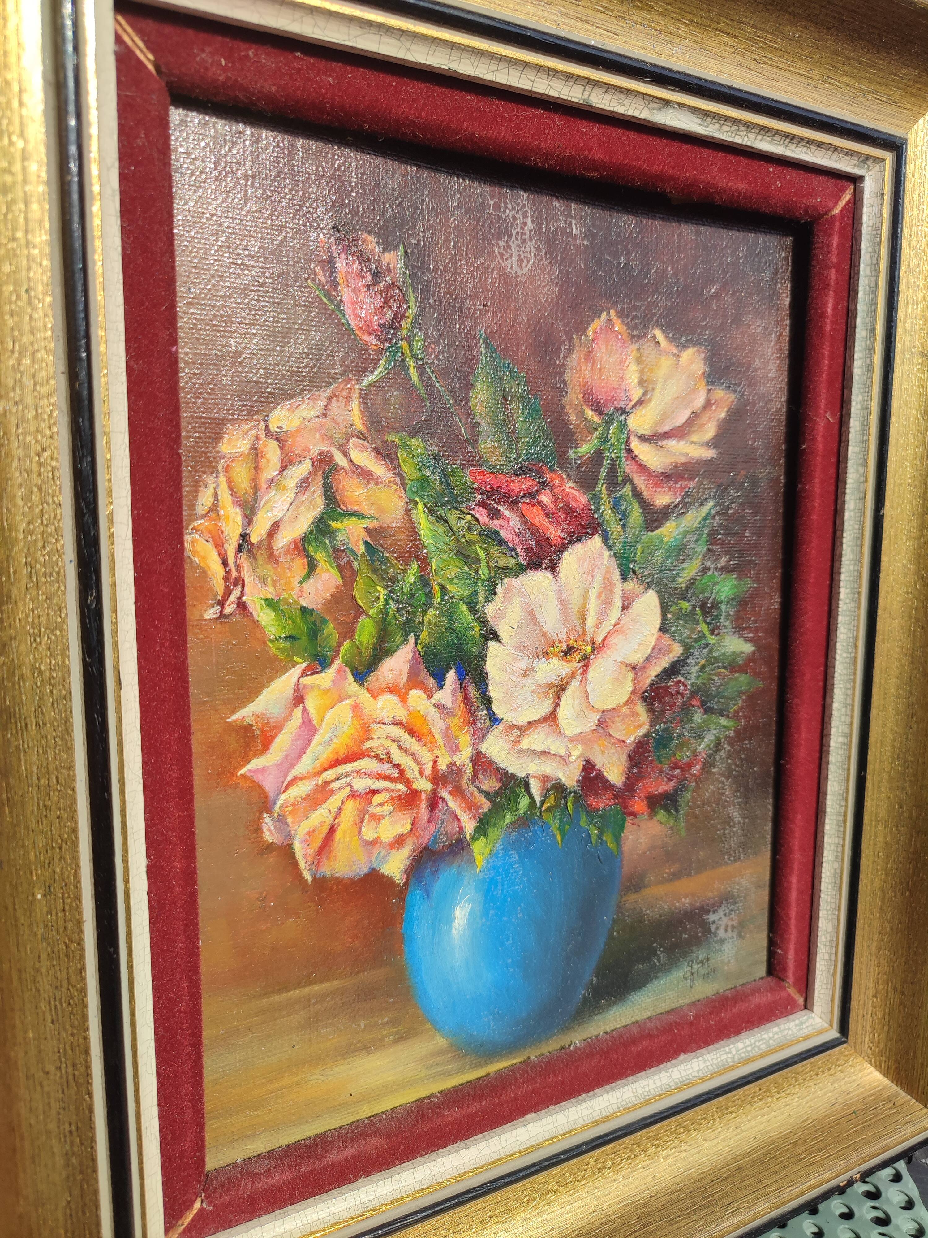 Old oil painting and gilded frame