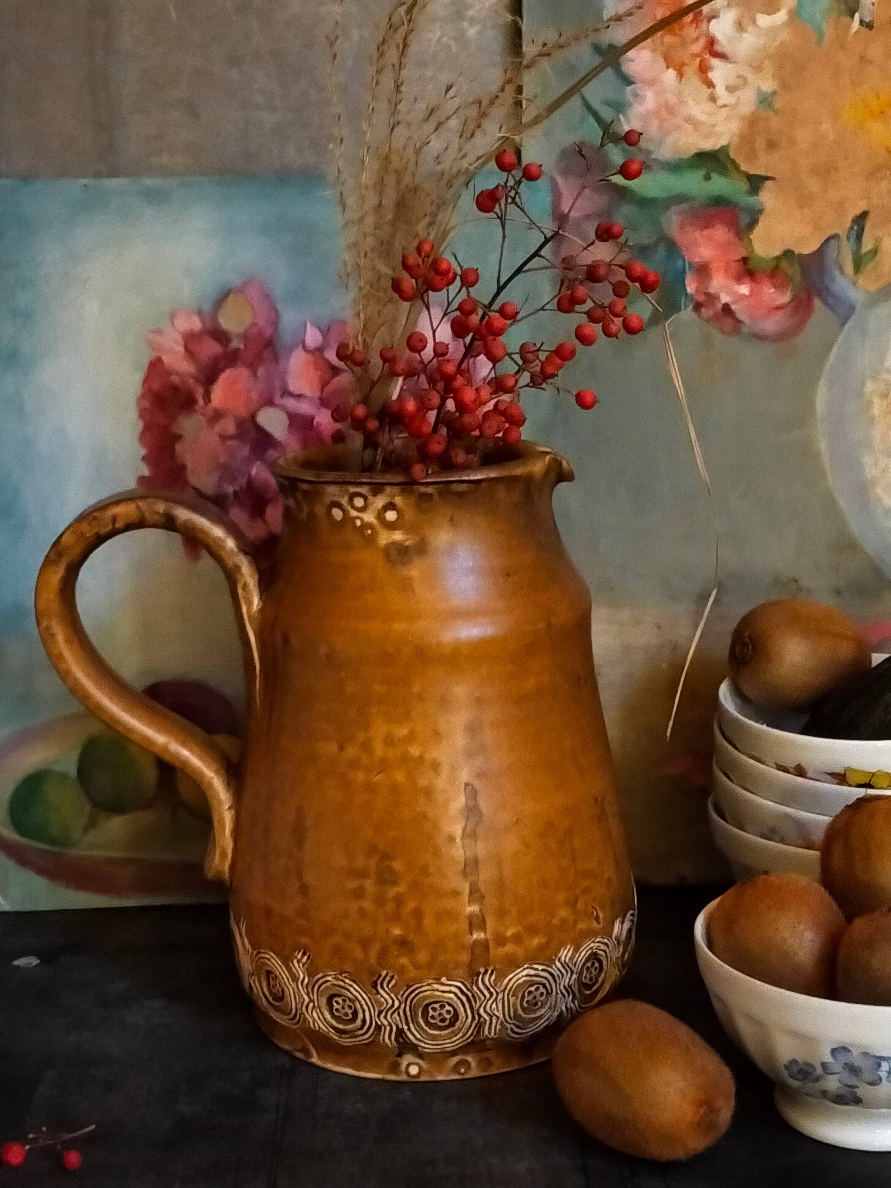 Ceramic potter's pitcher by F.CHEDEVILLE 20th century