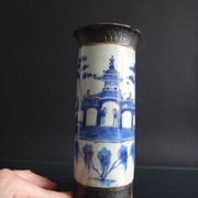 Former Chinese roll vase nanjing China white blue porcelain Qing XIX brand
