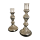 Pair of mercerized candle holders