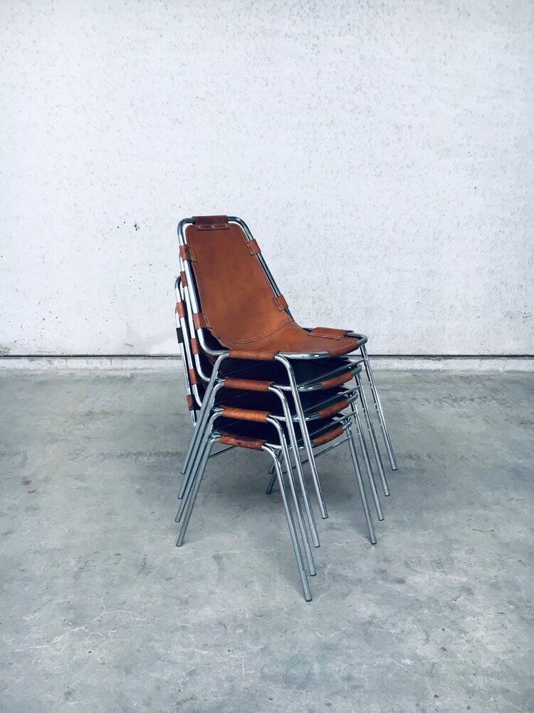 Italian Les Arcs Dining Chairs by Charlotte Perriand, 1960s, Set of 4