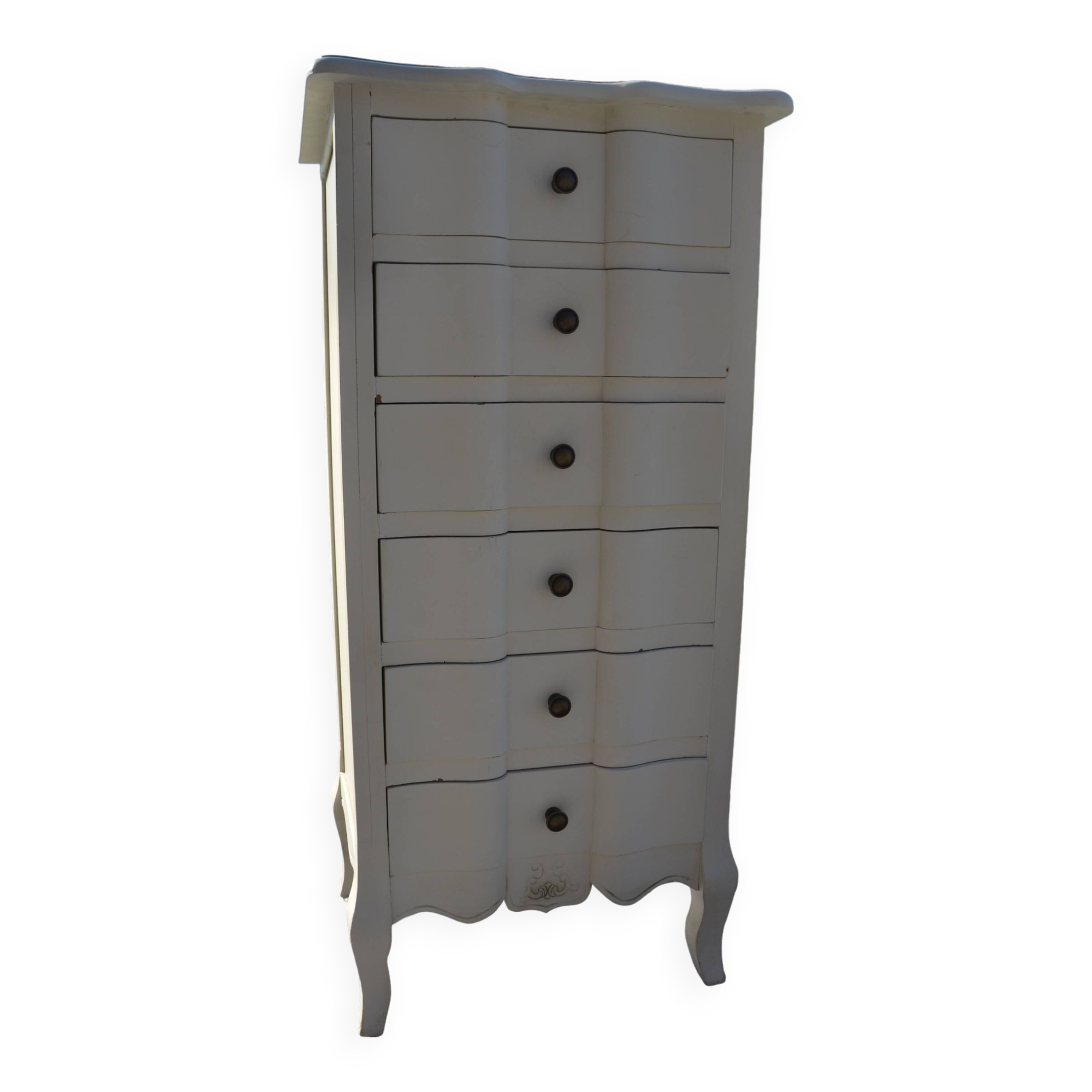 High weekly cabinet with 6 drawers in painted wood