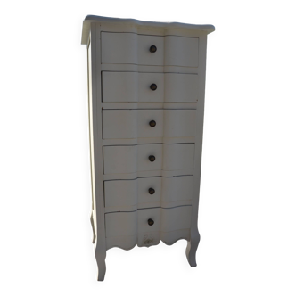 High weekly cabinet with 6 drawers in painted wood