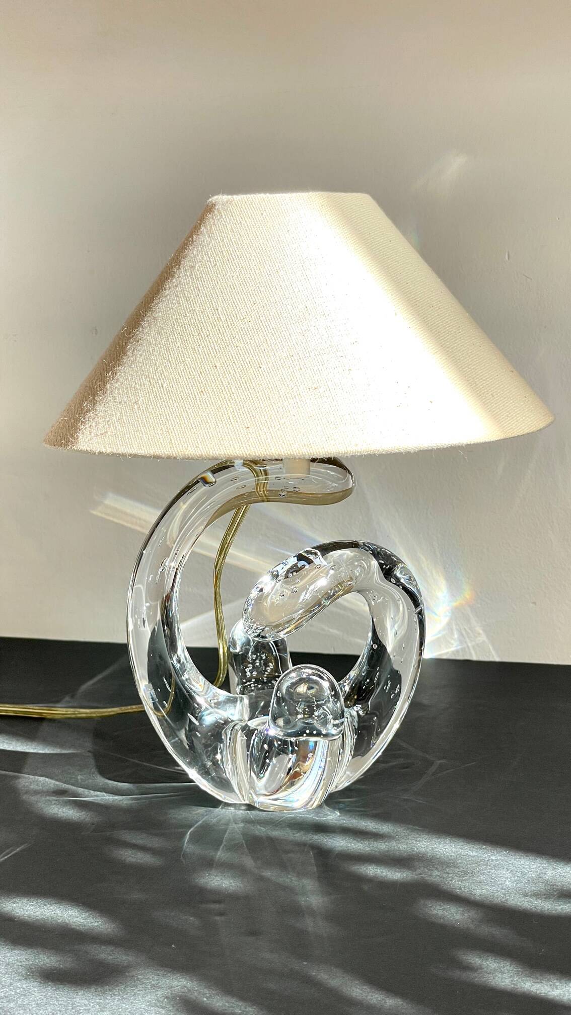Lampe cristal art déco gravée Paris France