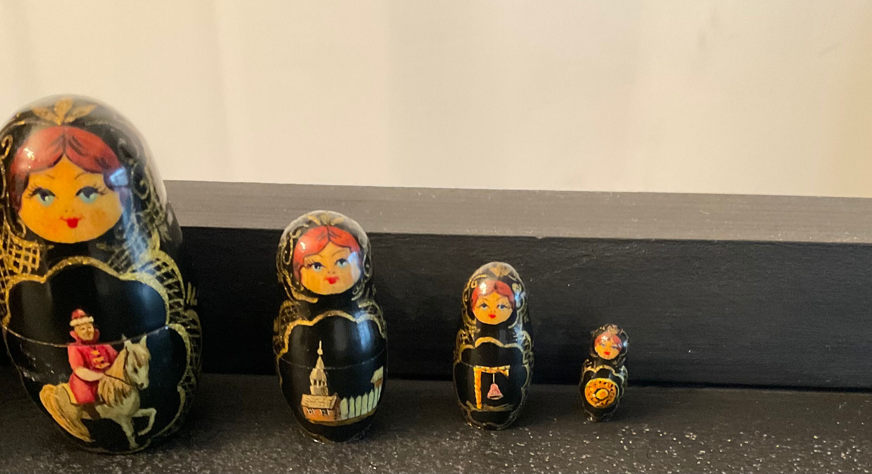 Series of 10 old Russian Matryoshka dolls