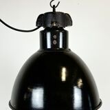 Industrial bauhaus black enamel pendant lamp, 1930s