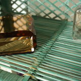 Vintage mint green wicker bookcase