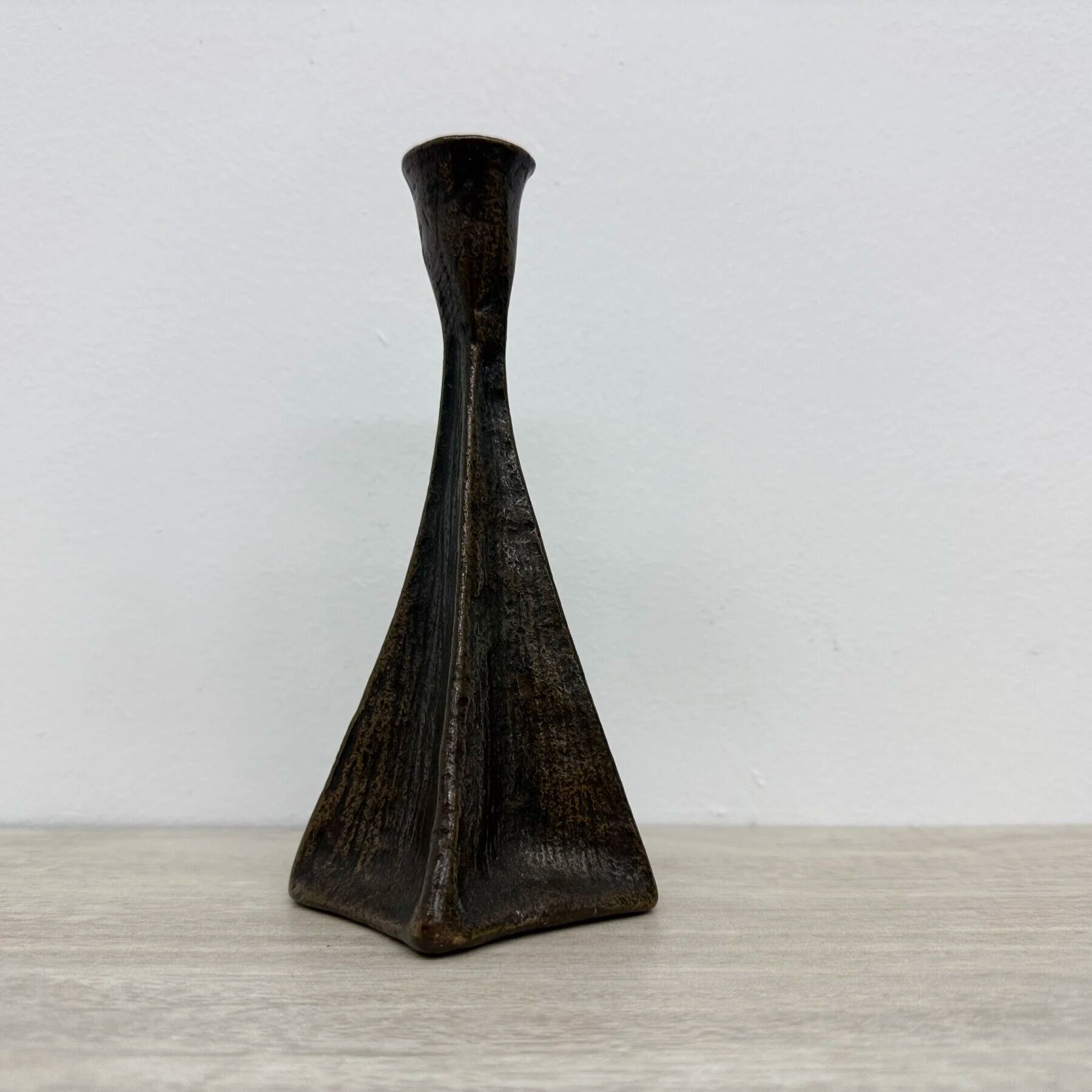 Brutalist bronze candle stick, 1970s