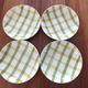 4 Semi-hollow plates with green and yellow checks, Moulin des Loups tea towel