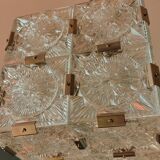 Glass faceted cube chandelier by Jaroslav Bejvl for Kamenicky Senov, year 1968