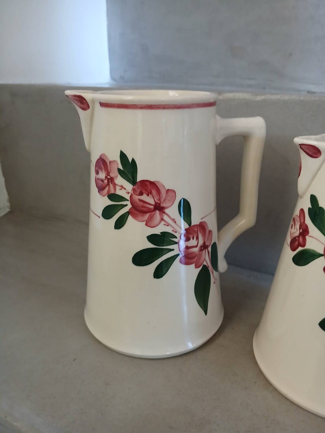 3 antique Sarreguemines pitchers