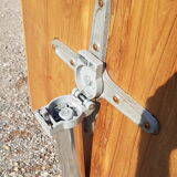 Foldable bistro table with teak top and aluminum base