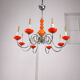 Lustre vintage orange Murano glass 8 bras