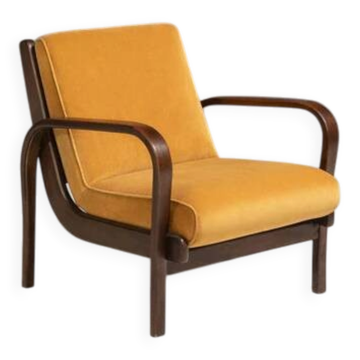 Fauteuil Koželka & Kropáček, années 1940, médaille d'argent – Triennale de Milan 1946, cadre en bois cintré restauré