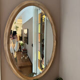 Miroir ovale en bois de pin