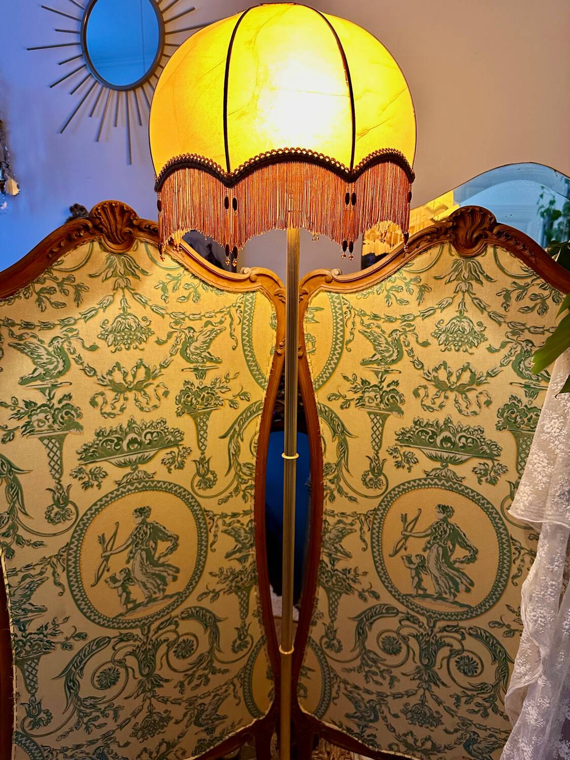 Old wooden and fabric screen