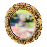 Small round antique gold mirror
