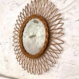 Vintage rattan sun mirror