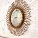 Vintage rattan sun mirror