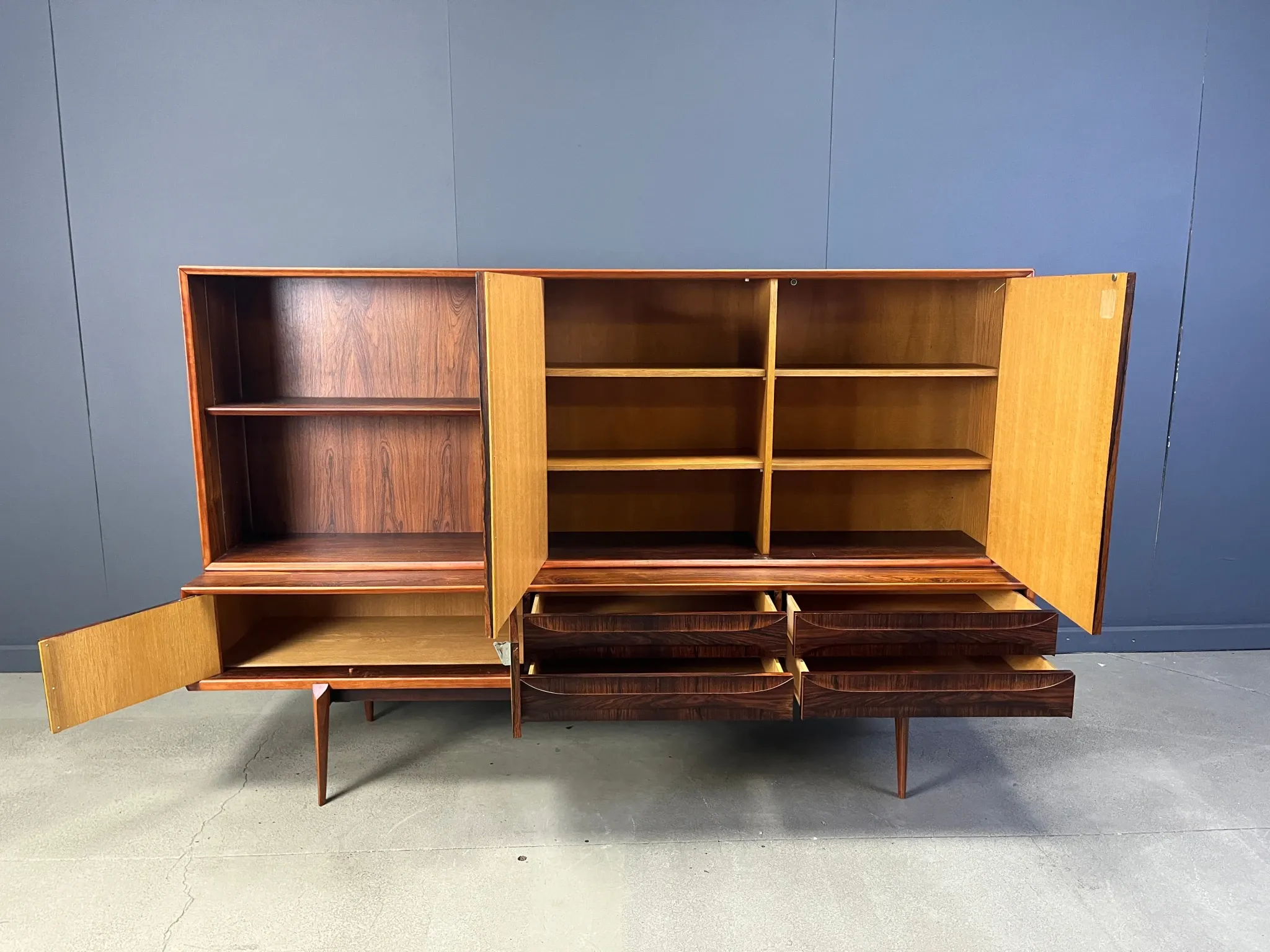 Oswald Vermaercke Paola rosewood highboard for V-Form Belgium 1959