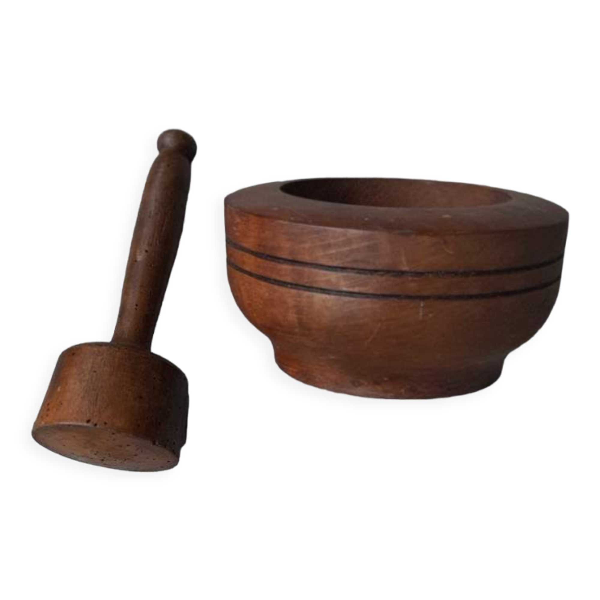 Wooden mortar and pestle