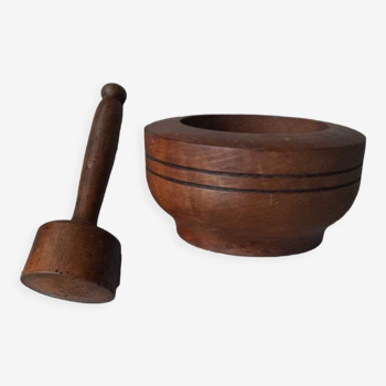 Wooden mortar and pestle