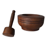 Wooden mortar and pestle