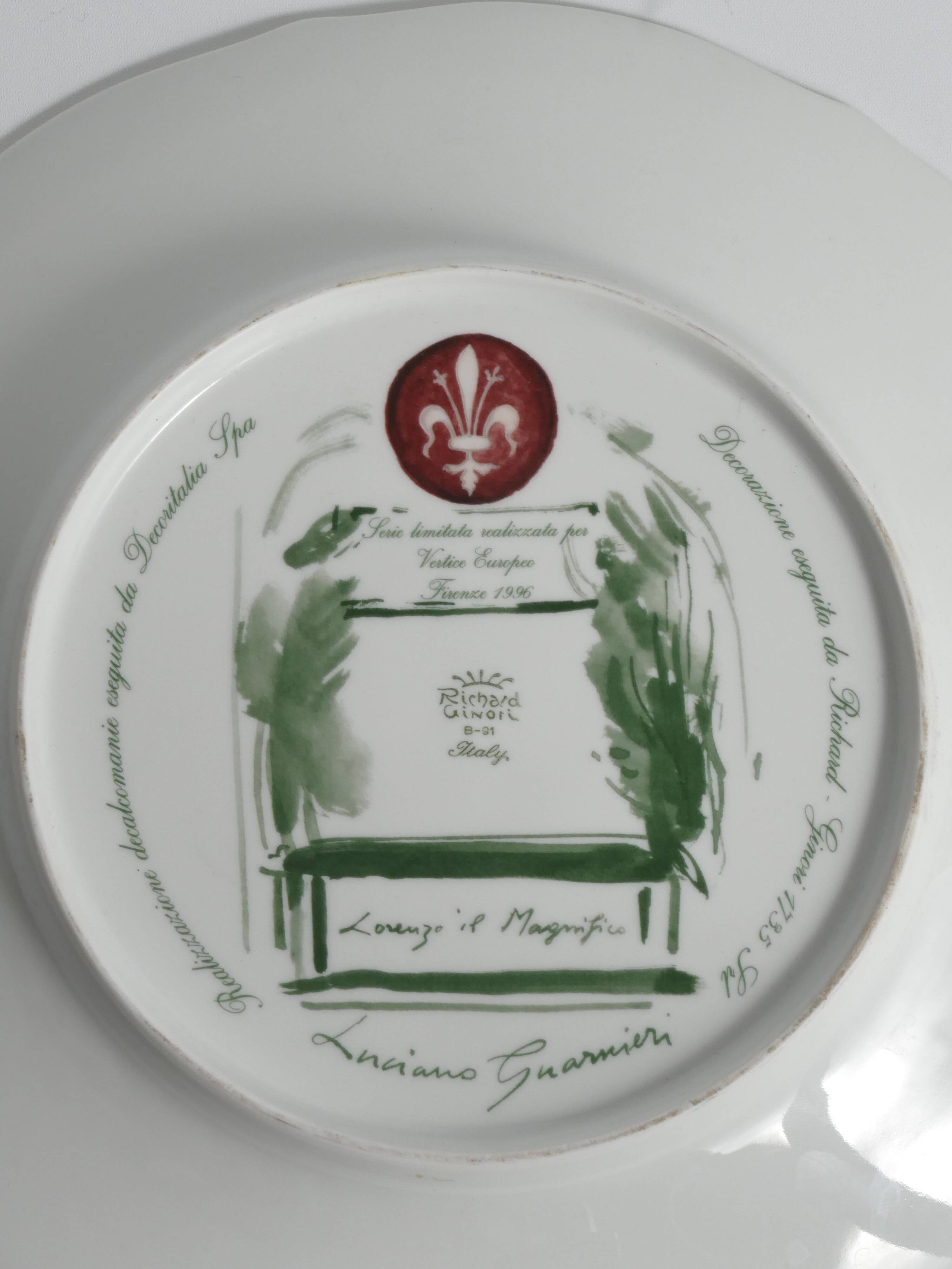 “Lorenzo il Magnifico” Wall Plate by Luciano Guarnier for Richard Ginori, Italy