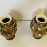 Baluster vases in polychrome earthenware, mid-20th century