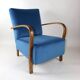 Fauteuil en velours bleu Art Déco, années 1960