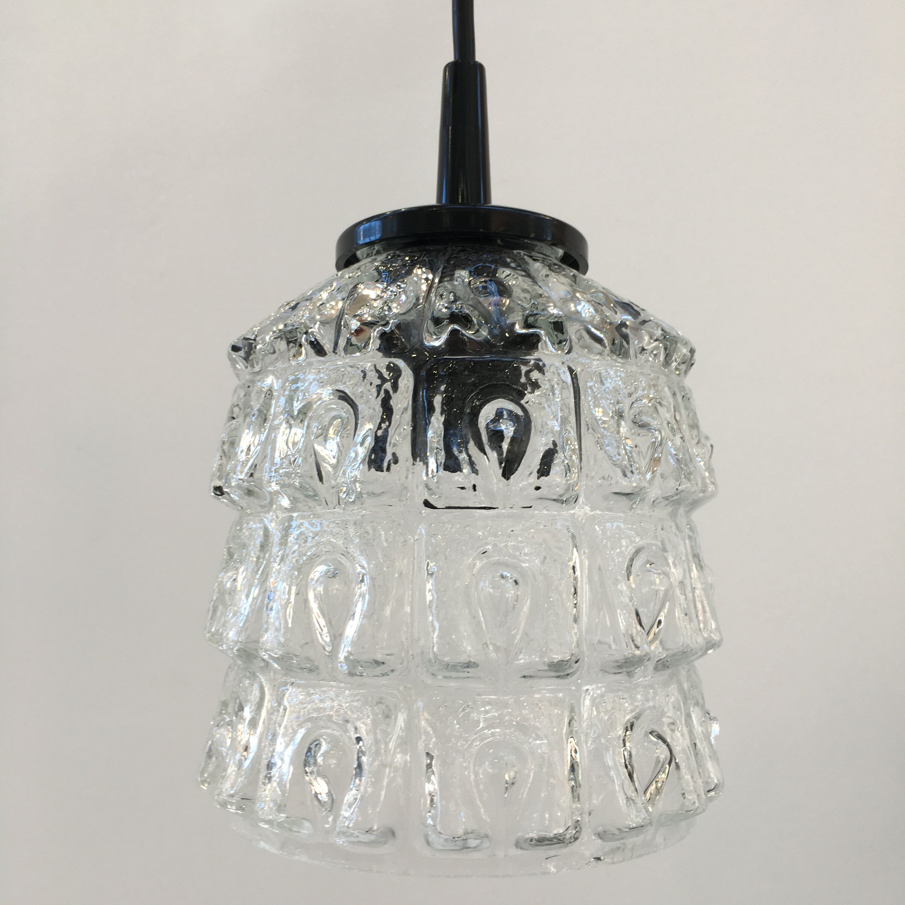 Vintage glass pendant lamp 70s