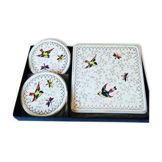 Coffret Longwy dessous bouteilles et plat vintage