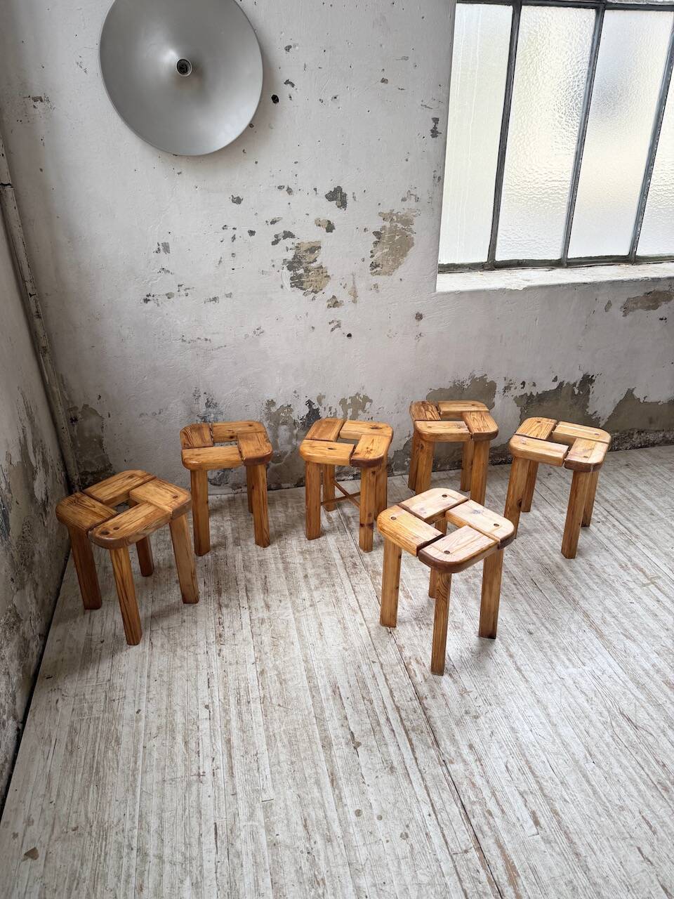 Set of 6 Olof Ottelin stools, Finland 1950.